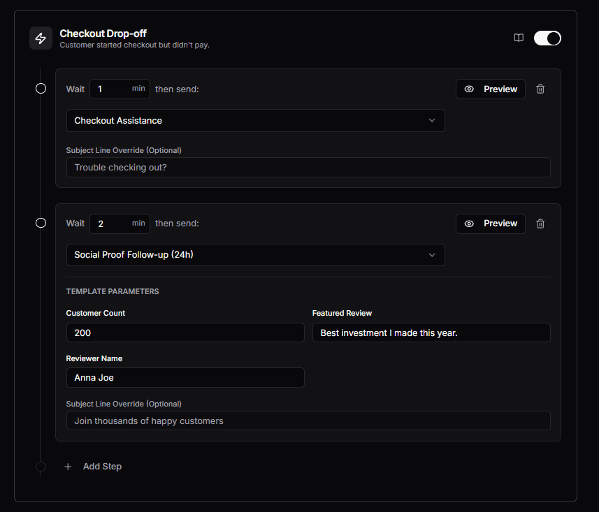 Recovery flow configuration